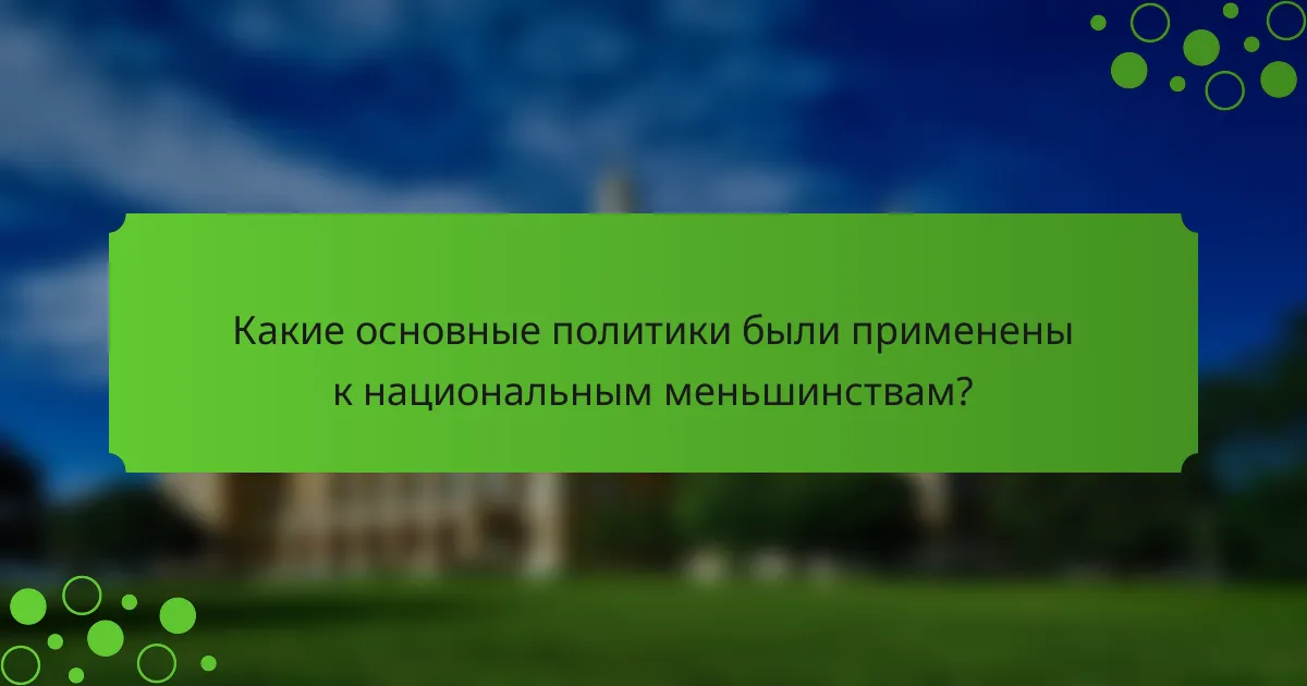 Какие основные политики были применены к национальным меньшинствам?